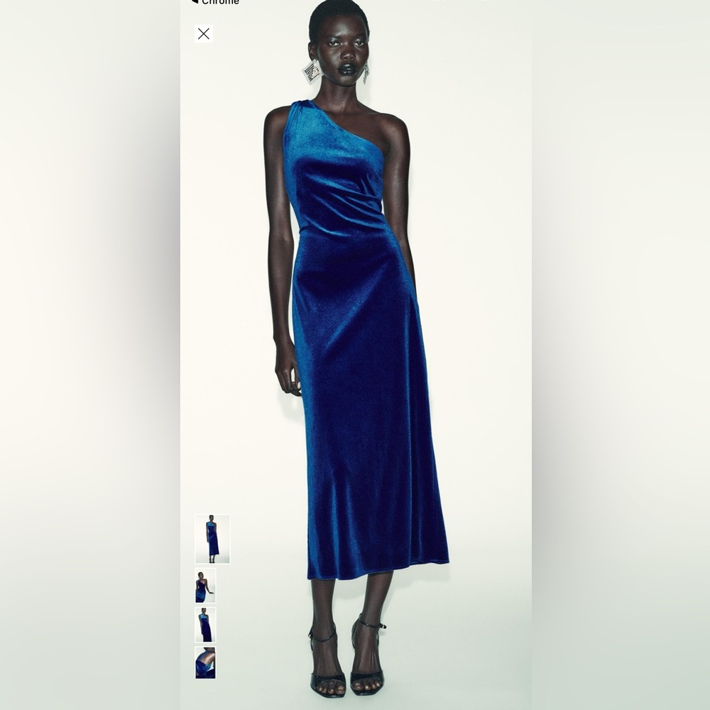 Zara One-Shoulder Blue Maxi Dress